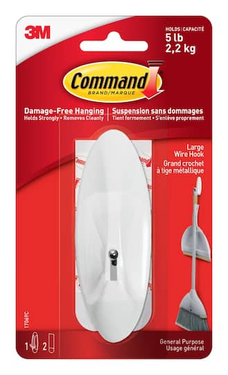 Command™ 5lb. Large White Wire Hook